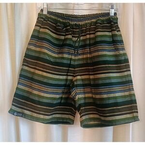 Advntr Nation Unisex Green/Multicolor/Striped Drawstring Shorts‎ Size L